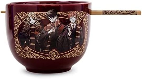 Harry Potter Anime Trio Japanese Ceramic Dinnerware Set | Includes 20-Ounce Ramen Noodle Bowl and Wooden Chopsticks | Asian Food Dish Set For Home & Kitchen | Wizarding World Hogwarts Gifts