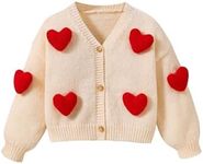 GORGLITTER Girl's Strawberry Button Up Cardigan Long Sleeve V Neck Cute Cardigan Sweater Apricot 6Y