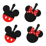 Disney Mickey Mouse and Minnie Mouse Luggage Tags PVC 4-Piece Set - Mickey and Minnie Suitcase Tags and Travel Tags - Disney Luggage Tag