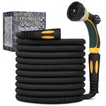 TheFitLife Flexible Expandable Garden Hose 100ft - Kink Free Xhose with 8 Function Spray Nozzle, Multiple Layer Latex Inner and 3/4 inch Fittings, Lightweight Easy Storage Retractable Water Hose
