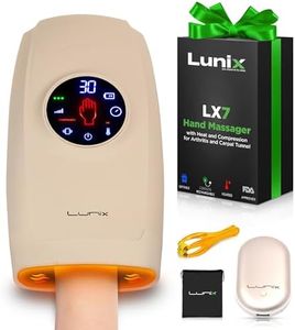 Lunix LX7 LCD Touchscreen Hand Massager, Heated Air Compression, for Arthritis & Carpal Tunnel Relief, Finger Numbness & Wrist Pain Relief, Cordless Rechargeable, Sand Beige