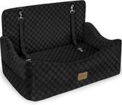 JOEJOY Large Dog Car Seat, Memory Foam Dog Booster Seat with Thick Cushion, Washable Pet Booster Seat for Medium Dogs, Pet Car Seat with Detachable Cover and Storage Pockets, Adjustable Straps（Black）