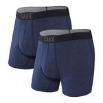 SAXX Men's Underwear -QUEST Quick Dry Mesh Boxer Briefs Fly with Built-In Pouch Support – Pack of 2, Midnight Blue II, Large