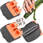 Kitchtic Vegetable Potato Peeler set of 3 - Peel Fruit, Carrot, Apple, Kiwi, Cucumber and Apple - Palm Potatoes Peelers with Rubber Finger Grips - Hand Peeling Vegetables - Potato Eye Remover - Orange