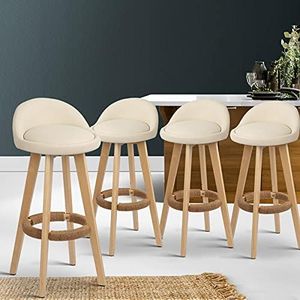 Artiss Bar Stools Stool Set of 4 Kitchen Counter Barstools Dining Chair Bentwood Chairs Leather Beige in 69cm Seat Height Floor for Home Bar Dining Room Cafe Outdoor Indoor