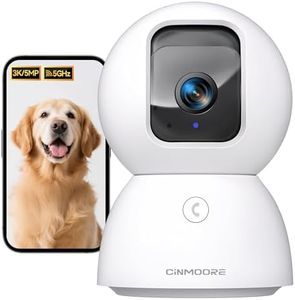 CINMOORE 5G Security Camera Indoor, 3K Pet/Dog Camera with Speaker/Phone App, PTZ WiFi Baby Monitor Cameras for Home Security, 0-Glow Night Vision 2-Way Talk, AI Tracking Facial Recognition Time Lapse