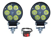 Auto Hub 6 LED 18W Anti-Fog Spot Light Auxiliary Off Road Headlight with Switch For Vehicles,Two Wheeler,Bikes,Cars - Pack of Two