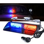 Xprite Emergency Dash Strobe Police Lights - Windshield Deck Flashing Traffic Warning Hazard Light w/Suction Cups, for Vehicles Trucks Construction POV Law Enforcement Red Blue