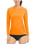 Boladeci Rash Guard Women Summer Shirts UPF 50+ Sun Protection Clothing Long Sleeve Quick Dry UV Workout Swim Tops T-Shirts Orange L