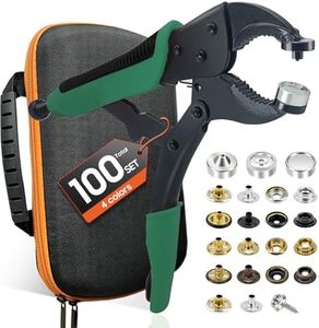 Heavy Duty Snap Fastener Tool kit, Punching Function, Snap Button Tool with Adjustable Setter, 15mm snap Tool with 100 Sets Boat Cover Snaps