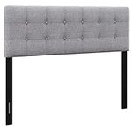 KOMFOTT Linen Upholstered Headboard for Full & Queen Size Bed Frame, Modern Tufted Button Bed Headboard with Solid Rubber Wood Legs, Rectangular Headboard with Adjustable Width, Gray