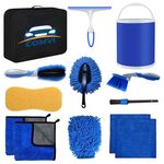 Comvi Car Cleaning Kit 13 Pcs - Car washing kit - Car Cleaning Products Interior & Exterior car accessories (11L wash Bucket, Wheel Brush)- VAN & Car Detailing Kit - Car Care Gift sets for men/Women