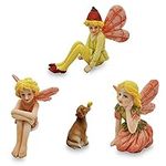 JIUMO Miniature Garden Fairies for Fairy Garden Fairy Figurines Accessories Outdoor Little Garden Fairies Mini Fairies Set for Kids Garden Miniature Boy Fairies Sitting Fairies