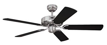 78321 Portland Ambiance 90 cm Chrome Indoor Ceiling Fan, Light Kit with Mushroom Glass