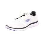 Skechers Men's Flex Advantage 4.0 Sneaker, White Leather Mesh Black Pu Trim, 10 UK