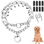 ThrivingAura Metal Choke Chain For Dog，For Pet Outdoor Training Durable Thick Prong Collars，Anti Bark Collars For Dogs，Small Medium Large Puppy Adjustable Silver Necklace Dog Chain Collar(L）