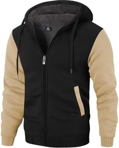 ZITY Men's Zip Up Hoodie Heavyweight Winter Sweatshirt Fleece Sherpa Lined Warm Jacket