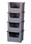 4 x BIG Stacking Plastic Storage Open Fronted Order Picking Waste/Recycle/Laundry Sorting Plastic Bins Boxes