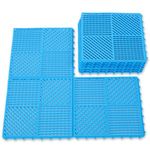 wiiiw 9 Pack Modular Interlocking Floor Tiles Non-Slip Mat with Drainage Holes for Slippery Area, 12"×12" Blue