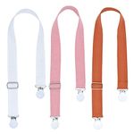 3 PCS Multipurpose Clips Baby Nursing Cover Clips Saliva Towel Double-end Clamp Toy Anti-Drop Clip Adjustable Braid Strap Dental Bib Holder Clip Napkin Holder for Adult Kids (Orange/White/Pink)