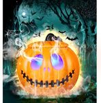 Halloween Mist Maker with Pumpkin, 12 LED Pumpkin Fogger, Party Fog Machine Atomizer mit Witch Cauldron, Towel, Splash Guard, Rockery Fish Tank Vase Birdbath Air Humidifier for Holiday Decor,Gift