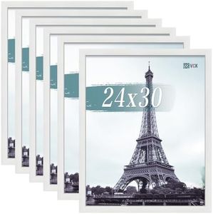 VCK 24x30 Poster Frames white Set of 6, Wide Border Wood Picture Frame, Multi-Directional Display Family Photos, Office Prints, Studio/Gallery Art, Woodgrain Series, Wall Hanging