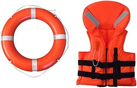 ABS INDUSTRY Life Buoy Ring Rubber Floating Ring Bracelet Buckle Buoy for Water Rescue Life Saving Rope(Orange) and Adult Safety Life Jacket for Swimming with Whistle