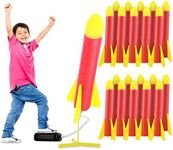 High Bounce Toy Rocket Launcher for Kids - Outdoor Toys, Shoots 100 Feet with 20 Foam Rockets and Launcher Stand - Outdoor Toy for Boys and Girls, 20 Rockets