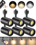 VANoopee 3-Color Zoomable 20W LED Track Lighting Heads H Type Track Light Heads Dimmable Bright Ceiling Spotlight Fixtures for Kitchen, 3000K 4000K 5000K Adjustable, CRI90+ 15°-60° 2000lm Black 6 Pack