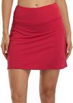 Women's Active Athletic Skirt Sports Golf Tennis Running Pockets Skort, Red, X-Large