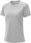 TBMPOY Women's Short Sleeve T Shirt UPF 50+ Sun Protection Performance Quick Dry Workout Athletic Rash Guard Shirts Grey XS