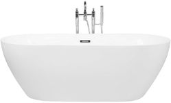 Beliani Modern Freestanding White Bathtub Oval 170 x 80 cm Glossy Acrylic Carrera