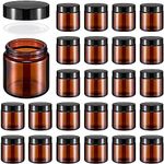 Norme 24 Pcs 4 oz Glass Jars with Lids Leakproof Round Airtight Jars Empty Cosmetic Jars with Inner Liners Lid for Storing Lotions Powder Ointments Candle Making (Black,Amber)