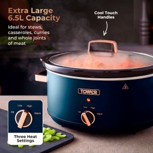 Tower 6.5L Slow Cooker – Midnight Blue Electric Crock Pot