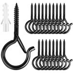 25 PCS Screw-in Hooks for Outdoor String Lights, Q Hangers String Light Hooks Outdoor for Outside, Swivel Hanging Basket Patio Light Hooks with Safe Buckle Screw in Planter Eye Hook for Wall Ceiling