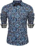 COOFANDY Men's Floral Dress Shirt S