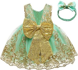 CMMCHAAH 0-6 Years Baby Girls Pageant Lace Embroidery Dresses Toddler Formal Dress with Headwear, Green02, 5-6 Years