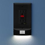 SnapPower Single MotionLight [for GFCI Outlets] - Motion Detecting LED Night Lights Built-in to Wall Plate - Bright/Dim/Off Options - Auto On/Off Sensor - (GFCI, Black)