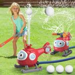 Water Sprinkler Baseball Toy for Kids,Snail/Helicopter Sprinkler Ball Set with 2 Sprinkler Heads,Outdoor Spray Play Water Toys for Backyard Lawn Garden Summer Pool Party Fun (Helicopter)