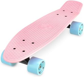 Xootz 22 Inch PP Cruiser Pastel Pink - Kids Mini Skateboard with PP Deck, Beginner Friendly, Compact Skateboard