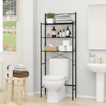 MallBoo Toilet Storage Rack with X-Shaped Bar, 3 -Tier Over-The-Toilet Bathroom Spacesaver - Easy to Assemble,65 L x 24 W x 166 H (cm)