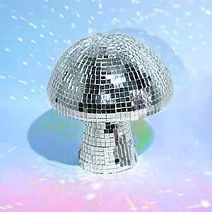 FunisFun Mushroom Disco Ball - Silver Mirror Glitter Disco Ball Lights for Party, Room, Table Decor, Art Decorations (3.2 X 4 in)