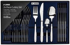 Judge PP343D Cutlery Set for 6, 24 Piece Stainless Steel Tableware in Gift Box, Simple Modern Dinner Set - 25 Year Guarantee