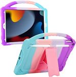 Kids Case for iPad 10.2 2021/2020/2019,iPad 9th 8th 7th Generation Case for Kids, JOGUIIA Premium Silicone Protective Case with Handle Stand for Apple iPad 10.2 inch Model(Multicolor)