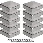 10 x Post Caps for Fence Posts (70 x 70 mm) Galvanised Steel Pyramid Shape Cover Cap for Wooden Posts Viirkuja