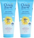 Childs Farm Kids & Baby Sun Cream SPF 50+ | UVA & UVB Very High Protection | Extra Water Resistant | Fragrance Free | Suitable for Dry, Sensitive Skin, 200ml (Pack of 2)