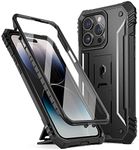 Poetic Revolution Case for iPhone 14 Pro Max 6.7 inch, [20FT Mil-Grade Drop Tested], Full-Body Rugged Shockproof Protective Cover with Kickstand and Built-in-Screen Protector, Black