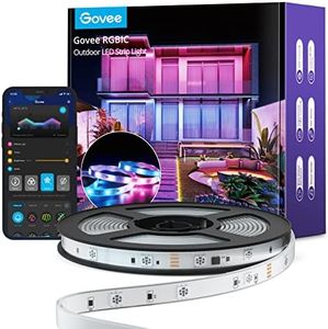 Govee Outdoor LED Strip Lights, 10m RGBIC Outdoor Lights Work with Alexa, IP65 Waterproof, Music Sync Outdoor Rope Lights for Roof Eave Balcony Garden,Valentine's Day Decorations
