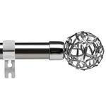 Curtain Pole with Round Hollow Out Finials Silver Door Curtain Rod, 76 to 195 cm For eyelet curtain rods, with Brackets Fittings Set Window Poles for Bedroom, kitchen, living room