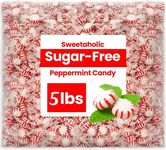 Sweetaholic Sugar Free Starlight Peppermint Candy | 5 Pound (400 Pcs Approx) | MADE IN USA | Individually Wrapped | Bulk Hard Candy | Kosher, Low Calories | Best for Parties, Event